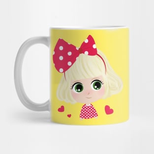 Cute Little Girl With Red Bow Mug